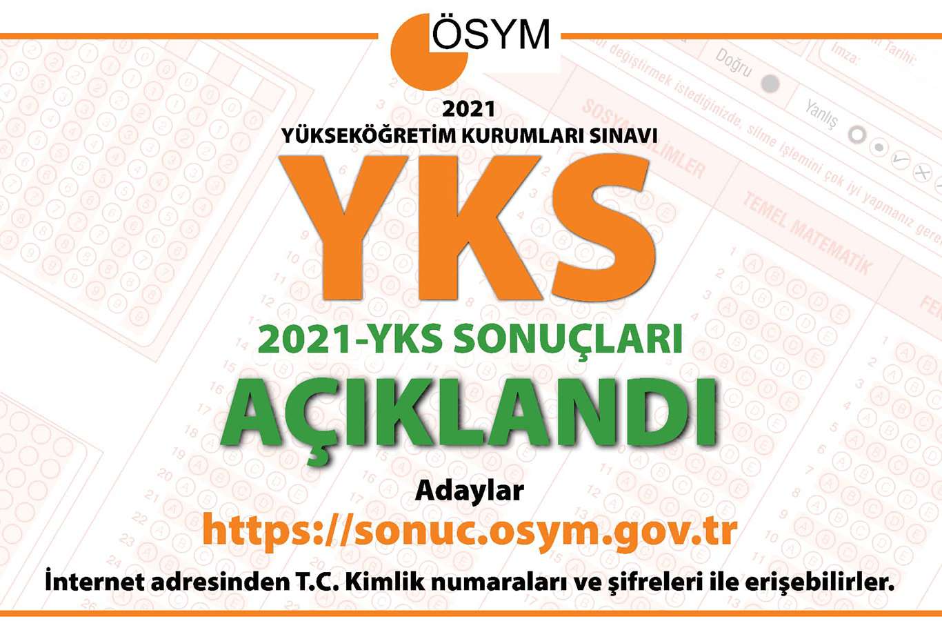 YKS sonuçları açıklandı YKS sonuçları açıklandı